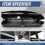 Auto Dynasty Hard Shell Roof Top Mount Car Storage Travel Luggage Box Cargo Carrier with Security Keys, 80 (L) x 30 (W) x 13 (H) Inches, Capacity 110 Pounds, 15 Cubic Feet (Tool-Free Install), Glossy