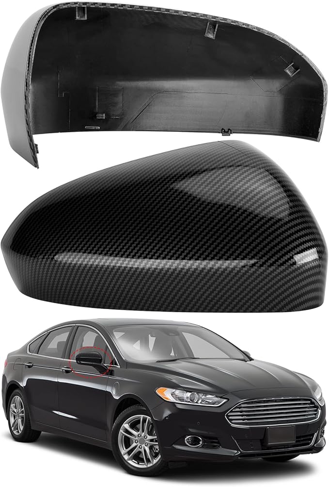 Passenger Side Mirror Cover Replacement for Ford Fusion 2013-2022 - Right Side Mirror Covers, Rear View Mirrors Cap Accessories Carbon Fibre, Without Lamp