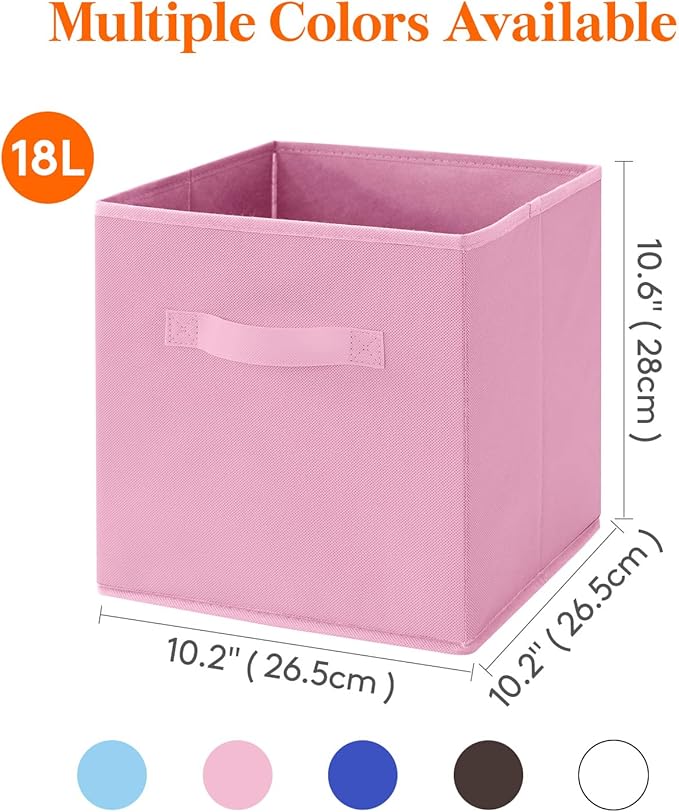 Lifewit Storage Cubes, Foldable Decorative Fabric Storage Baskets for Organizing Home Organizers with Handles for Shelves, Cl