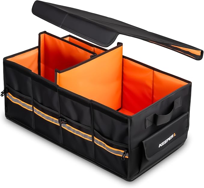 KEEPER Extra Large Car Trunk Organizer, 70L, Multi-Compartment Collapsible Car Organizers and Storage, Non-Slip Bottom,