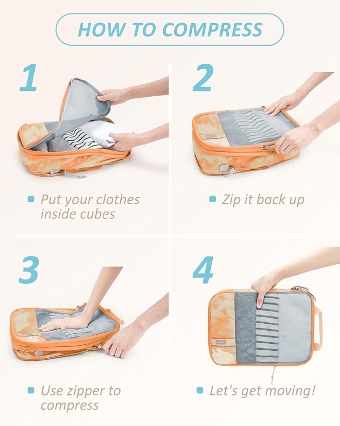 BAGSMART 6 Set /4 Set/2 Set Compression Packing Cubes for Travel, Lightweight Luggage Organizer Bags, Durable Space Saver Bag