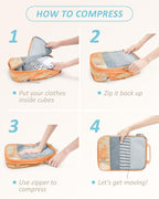 BAGSMART 6 Set /4 Set/2 Set Compression Packing Cubes for Travel, Lightweight Luggage Organizer Bags, Durable Space Saver Bag
