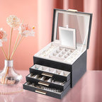 BOOVO Clear Lid Jewelry Box,4 Layers Jewelry Organizer Large Jewelry Storage Box with 3 Drawers,Jewelry Holder Organzier of R