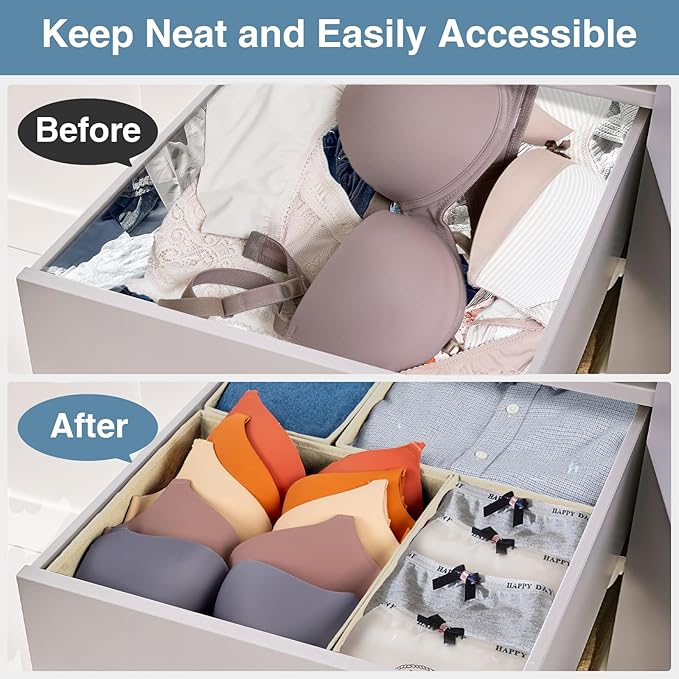 Criusia Drawer Organizer Clothes, 24 Pack Underwear Drawer Organizers, Foldable Closet Organizers and Storage Dresser Drawer 