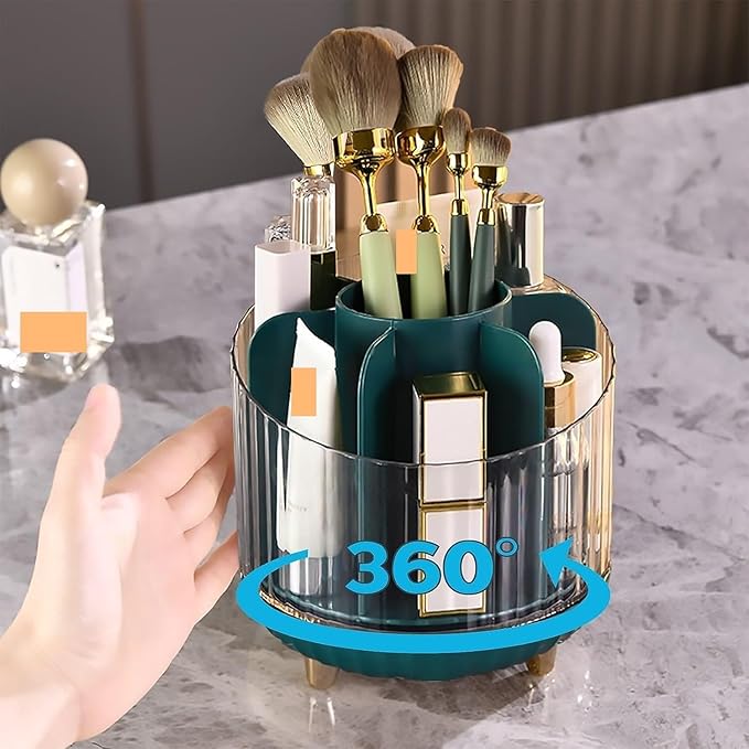 Makeup Organizer Vanity 360 Rotating Makeup Organizer Spinning Makeup Organizer for Vanity, Makeup Brush Holder 7-Slot Fits M