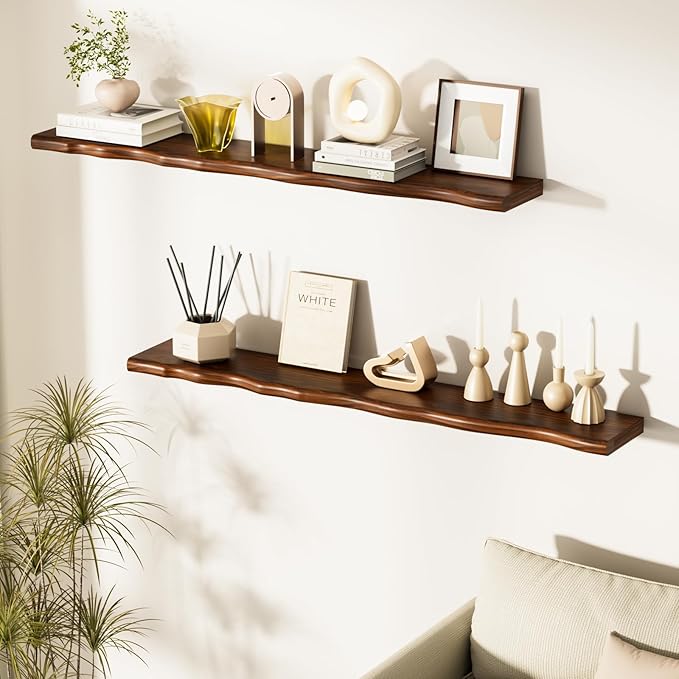 Floating Shelves for Wall Rustic Farmhouse 48 Inch Floating Shelf Bathroom Wooden Shelves for Wall Mounted Live Edge Pine She