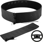 Black Lace-On Steering Wheel Cover, 14–15 Inch Universal Fit, Retro Classic Style for Cars Trucks SUVs, Stretch Grip,Accessor