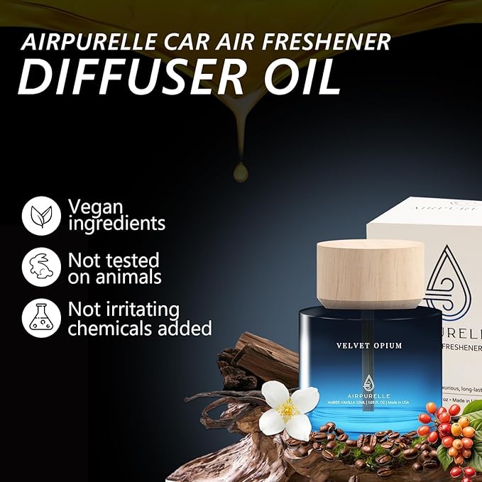 Car Air Freshener 50ML (1.7 FL OZ) Car Air Fresheners Diffuser, Amber Vanilla Fragrance Oil Car Air Freshner, 180+ days Long 