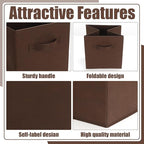 Karenhi 11" x 10. 5" x 10. 5" Brown Gray Storage Cube, 6 Pack Fabric Cube Storage Bins Organizer Box, Collapsible Baskets wit