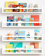 Forbena 24 Inch Wall Bookshelf for Kids Bedroom Set of 4, White Floating Nursery Book Shelves for Baby Toddler Children Girls
