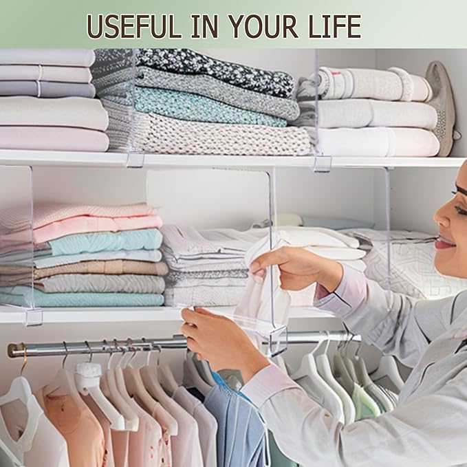 Shelf Dividers for Closet Organization, 12Pcs Closet Purse Organizer Acrylic Shelf Dividers Purse Closet Organizer Closet Div