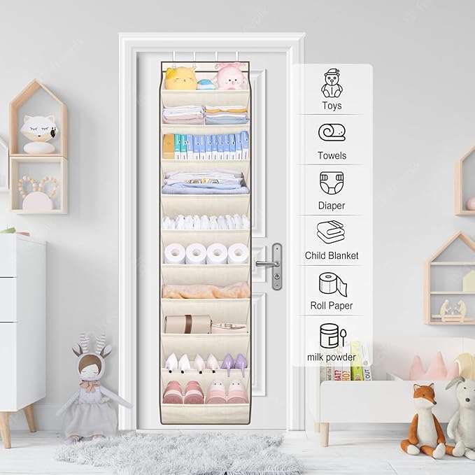 SLEEPING LAMB Shoe Rack for Door, Kids Door Shoe Organizer for Closet hanger, Narrow Hanging Sneaker Storage with Large Deep 