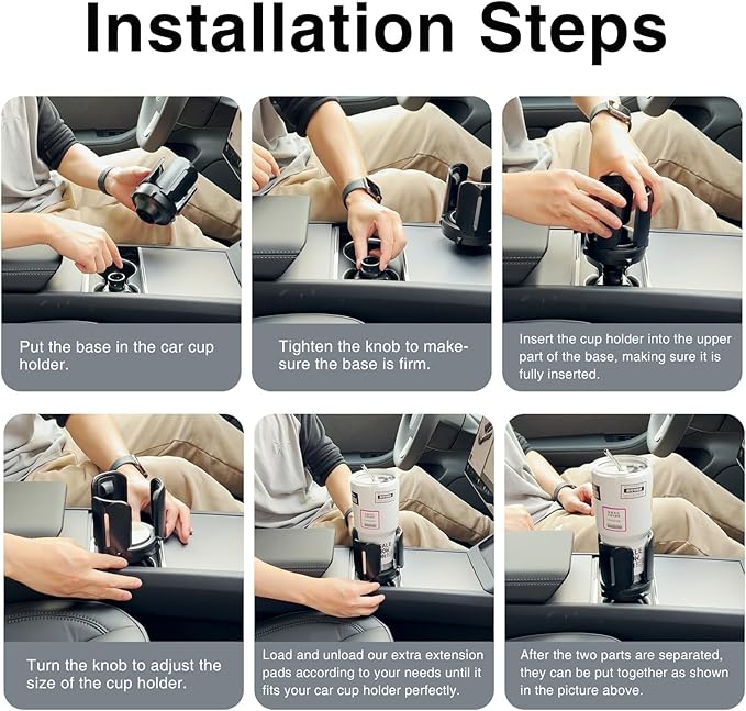 Car Cup Holder Expander Expandable Cup Holder for Car Universal fit Stanley Yeti Water Bottle Large Cups 14/24/36/46oz Cup Holder Extender