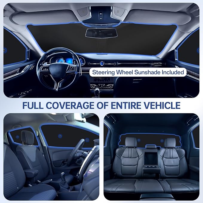 8pcs Car Side Window Shades for T*esla Model Y 2025 2026 |Suction Cup No Falling| Full Car Window Covers for Privacy, Sunshades for Tesla Front Rear Windshield Side Windows Accessories