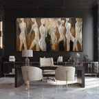 CHUDANHAO Black Line Wall Decor Brown Canvas Wall Art Figure Wall Decorations 29"x58" Large Pictures for Living Room Artwork 