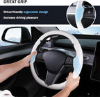 Steering Wheel Cover for Tesla Model 3 (2017-2023) / Model Y (2020-2024),Anti-Slip,Comfortable Grip, Breathable,Customized for Tesla Model 3/Y Accessories,Matte White