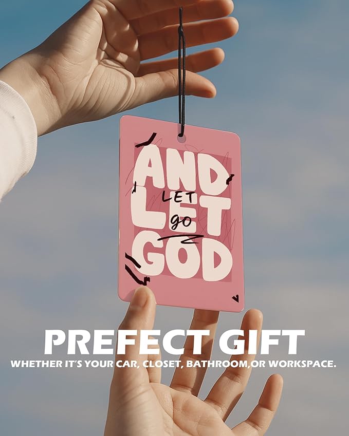Retro Pink Christian Car Air Freshener 4 Pcs, Neutral Bible Verses Hanging Air Freshener for Cars Bathroom Dorm Books Decor, 