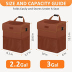 Car Trash Can, Brown, 2.2 Gallons Capacity, Waterproof, Polyester Material, Adjustable Strap, Hanging Design, Leakproof Lining, 100% PEVA Thickness