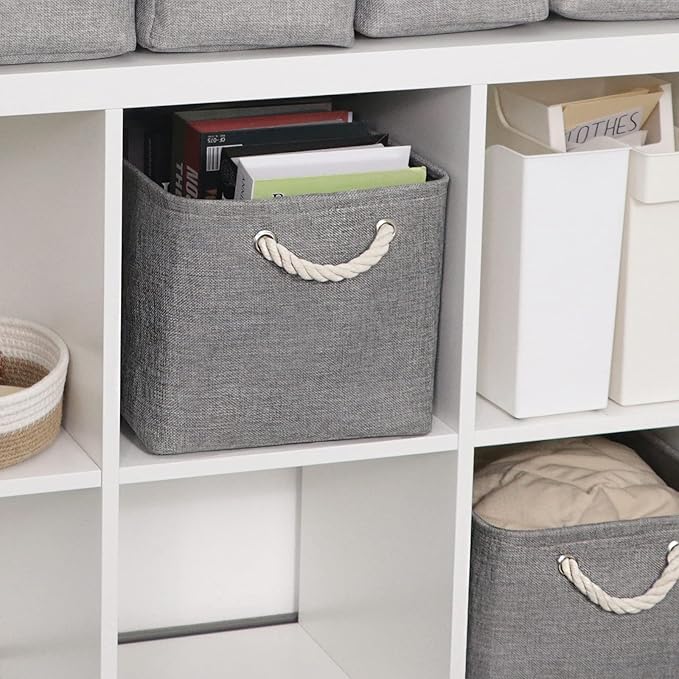 HNZIGE Shelf Baskets for Storage(3 Pack) Storage Bins Fabric Storage Baskets for Shelves,Baskets Set for Organizing Clothes,N