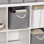 HNZIGE Shelf Baskets for Storage(3 Pack) Storage Bins Fabric Storage Baskets for Shelves,Baskets Set for Organizing Clothes,N