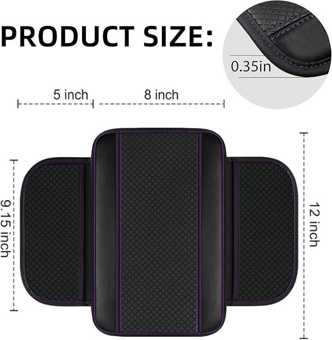 NBTEPEM 6 PCS Car Steering Wheel Cover Set, Microfiber Leather Steering Wheel Covers Universal 14.5-15 inch, Center Console Cover, Seat Belt Cushion, Cup Holder Coaster, Car Accessories Set Purple
