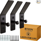 RTZEN Wall Mount Hook Set - Wrought Iron Decorative Rustic Metal Coat Hooks for Hanging - Handcrafted Classic Farmhouse Wall 
