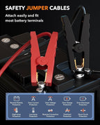 Portable Car Battery Jump Starter, 3000A - 12V Portable Jump Box for 6.0L Diesel & 8.0L Gas, Compact Battery Jump Pack, Extended Smart Jumper Cables Equipped, USB Outputs, and Lights