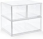 Prsildan Acrylic Drawer Makeup Organizer with 3 Drawers, Clear Stackable Storage for Baby Bottles, Craft, Jewelry & Hair Acce