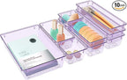 StorMiracle 10 PCS Drawer Organizer Set, 4 Varied Size Bathroom and kitchen Drawer cabinet organizer Trays, Clear Storage Bin