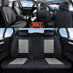 Coverado Seat Covers Full Set, Waterproof Nappa Leather Seat Covers for Cars, 5 Seats Universal Car Seat Protectors, Black an