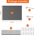 TORACK Metal Pegboard Panels and Hooks for Garage, Workbench, Shop, Shed Tool Organizer Peg Board with 1/8" & 1/4" Holes, Mod