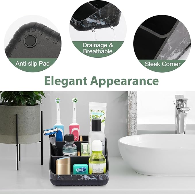 Chintu Toothbrush Holders for Bathroom Counter Organizer - 6 Slots Tooth Brushing Holder for Family Kids, Electric Toothbrush