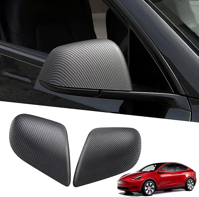 YHCDSEA Rearview Mirror Guard Cover for Tesla Model Y, Side Mirror Cover Exterior Accessories fit for Model Y 2024 2023 2022 2021 (Matt Carbon Fiber Pattern)
