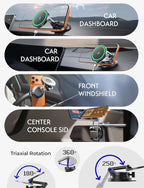 LISEN 15W Magsafe Car Mount Charger, Magnetic Wireless Car Charger, Suction Phone Mount, Vacuum Magnetic Phone Holder for Car Mount for iPhone 17 Pro Max 16 15 14 13 12, Samsung S26/S25, Pixel 10 Pro