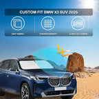 for BMW X3 2025 2026 Windshield Sun Shade - 4 Layers Car Sunshades for Front Windows Shade Cover Custom Fit X3 Base xDrive35i xDrive28i M Sport 250T Retractable Shade Blocks UV Rays Car Accessories