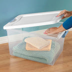 Sterilite 30-Pack Latching Box, Under Bed Storage Bins with Lids, Clear Plastic, 64 Quart - Heavy-Duty Organizing Containers 