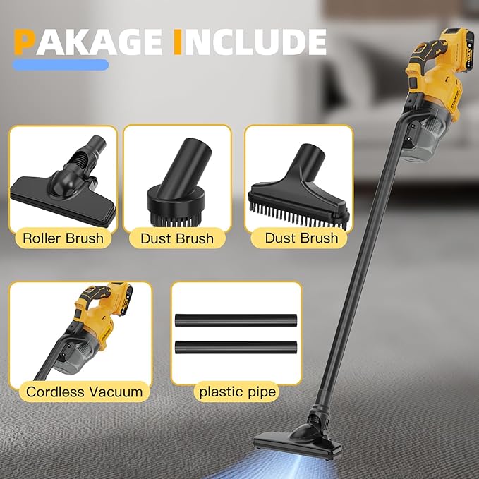 Cordless Vacuum for DE-Walt 20V Battery, 5-in-1 Handheld Electric Vacuum Cleaner with 500W Powerful Motor, 46 CFM Portable Ha