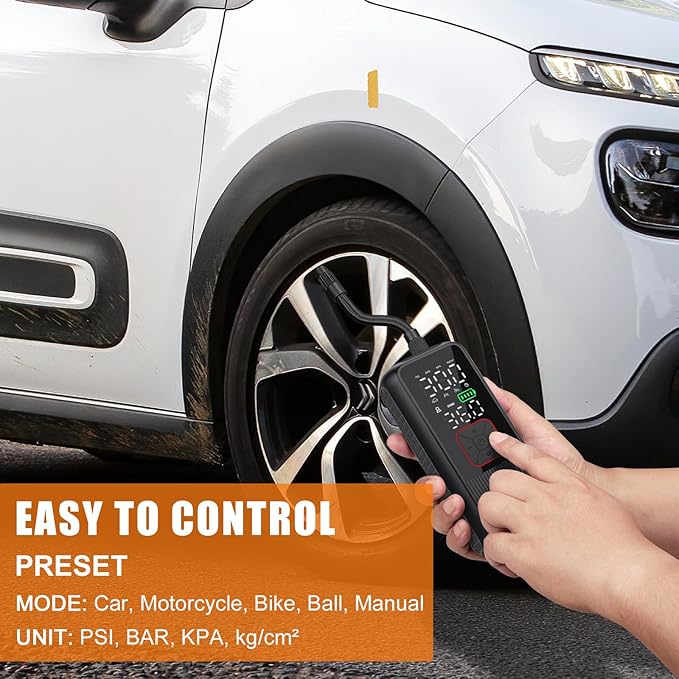 Tire Inflator Portable Air Compressor, 150PSI Smart Air Pump for Car Tires with Digital Tire Pressure Gauge, Portable Tire Inflator for Car, Motorcycle, Bike, Ball and More