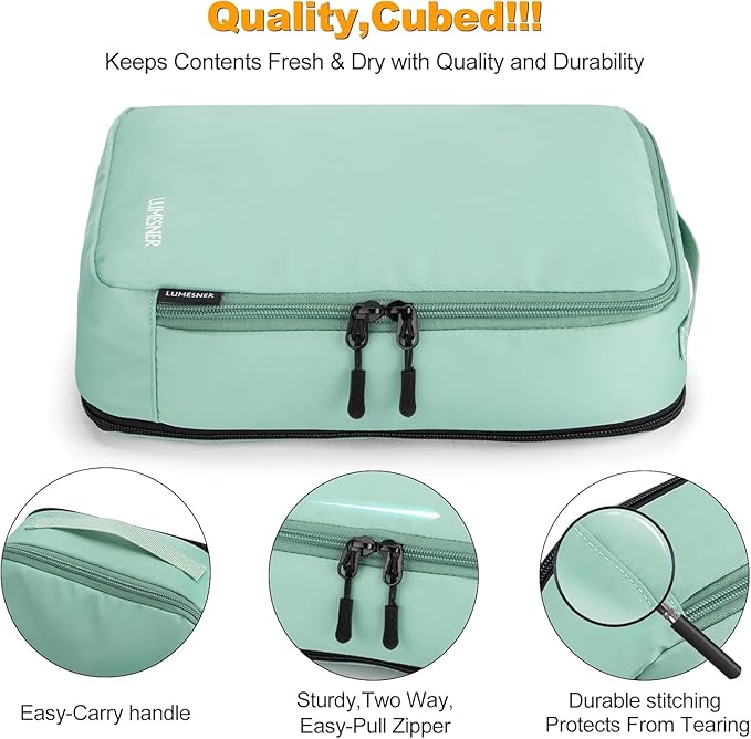 8 Set Compression Packing Cubes for Travel, Waterproof Luggage Organizers, Suitcase Organizer Set for Carry-On & Checked Bagg