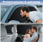 Car Window Covers for Privacy - Universal Side Window Sun Shades for Camping, Baby Naps & Travel - UV & Heat Reduction, Easy Install Magnetic Car Window Shades
