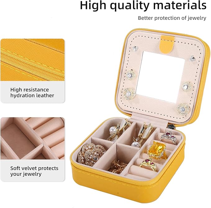 KElofoN Travel jewelry case Travel jewelry box Travel Jewelry Organizer Small Jewelry Organizer Box for Girls Women with Mirr