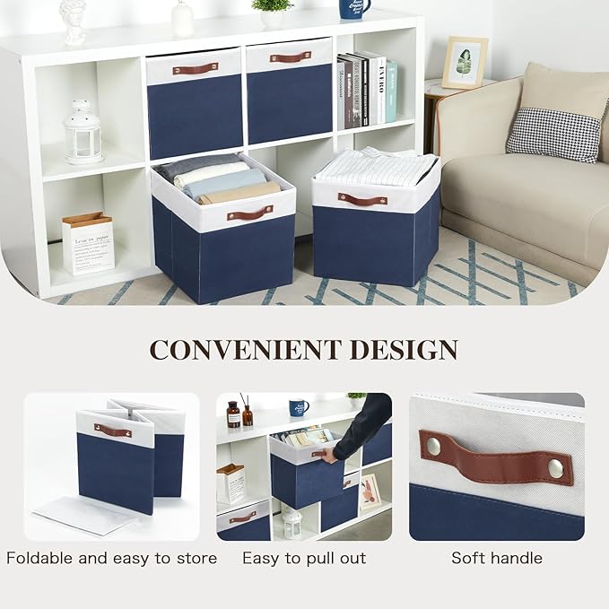 Temary Cube Storage Bins 4Pack Foldable Cube Baskets for Clothes Shelf Storage Basket with Handles, Storage Box Fabric Storag