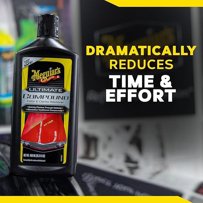 Meguiar’s Ultimate Compound, Pro-Grade Car Scratch Remover for Paint Correction, Removes Swirls and Defects While Restoring Gloss and Shine, Christmas Gifts for Car Guys, 15.2 Oz