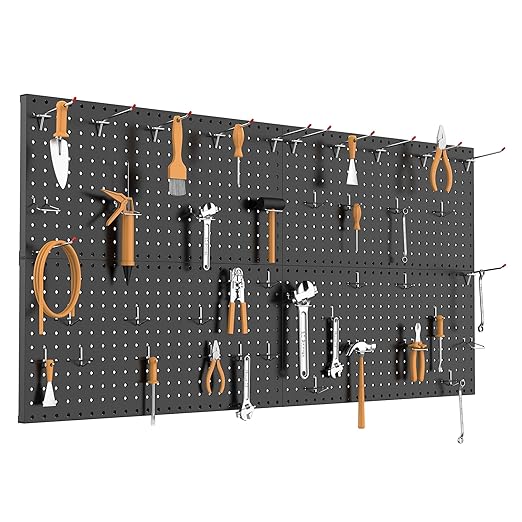 TORACK 4-Pack 12x24 inch Metal Pegboard Panels for Wall, Garage Tools Pegboard for Workbench, Modular Peg Board, Tool Organiz