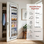 KEEPJOY 10 Tiers White Over Door Shoe Organizer Storage, Hanging Shoe Holder for Door with Large Deep Pockets, Fit 20-30 Pair
