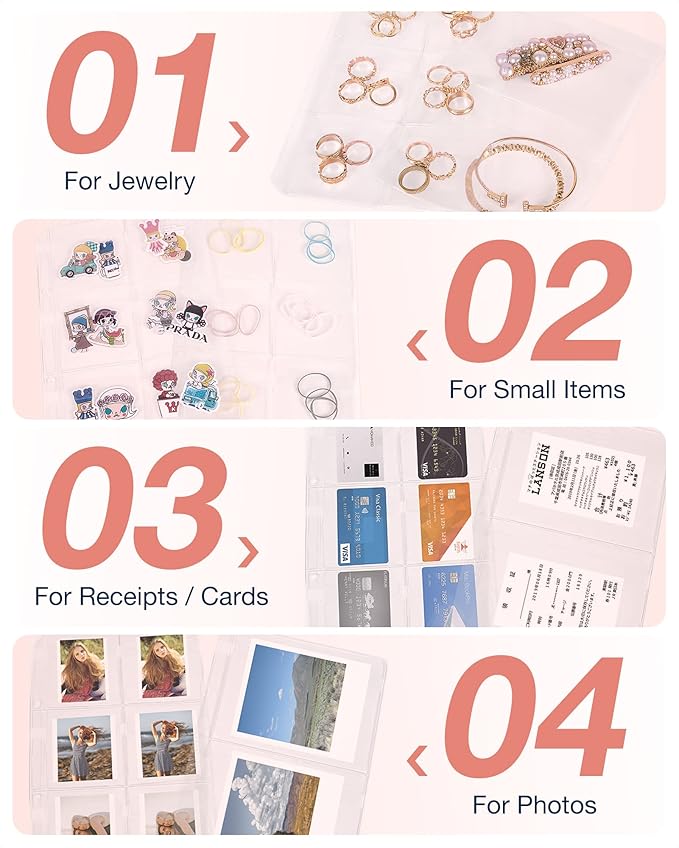 BAGSMART Jewelry Travel Organizer Case for Home Jewelry Organizer Storage Ring Binder Clear Bags Zipper Rolls Pouch for Neckl