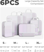 Percover Compression Packing Cubes 6-Piece Set, Packing Cubes Compression for Travel with Multi-Size Organization, Travel Org