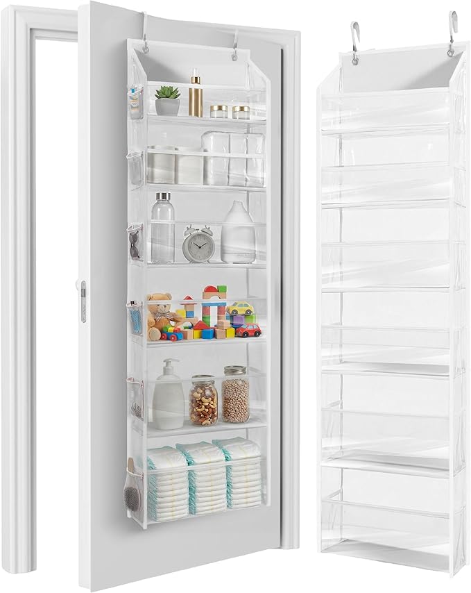 HOMELUX THEORY UPGRADED 6 Tiers Over The Door Organizer Hanging - 100D EXTRA THICK & 50lbs HUGE CAPACITY, 12 Side Mesh Pocket