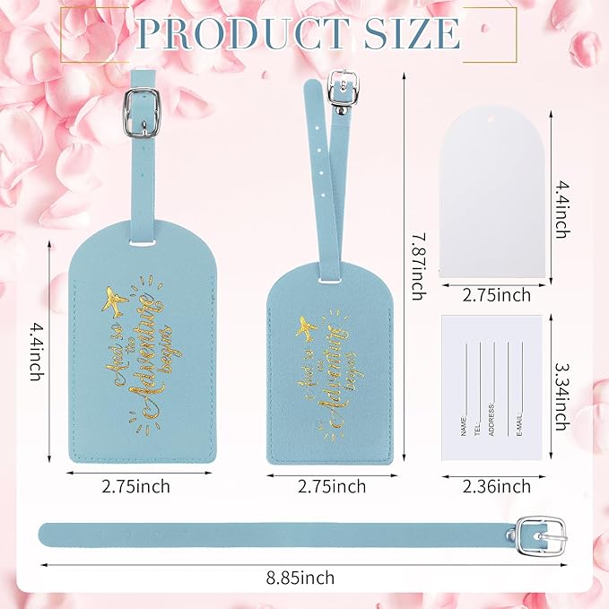 Amylove Bulk Luggage Tags Wedding Favors Adventure Begins Luggage Tags for Guests Travel Tag for Suitcase Bridal Gift 24 Pack