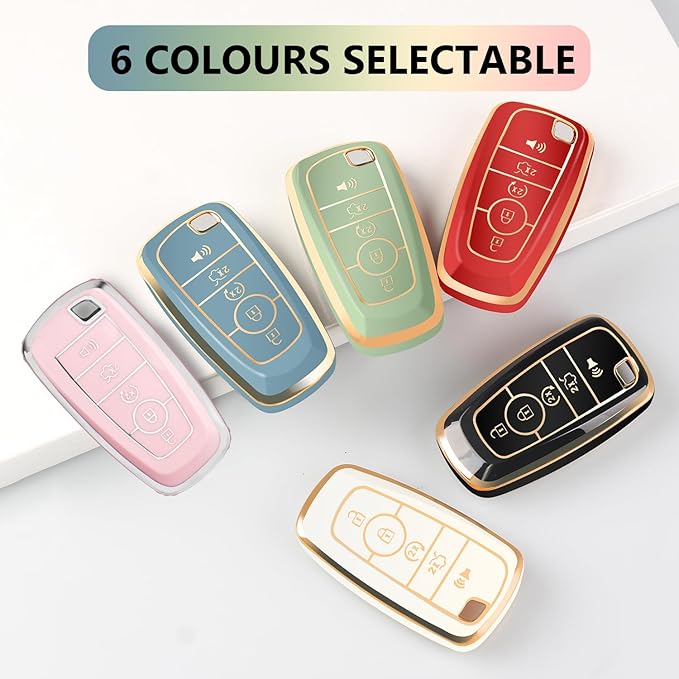 For Ford Key Fob Cover with Keychain, Soft TPU Key Case Shell Full Protection for Ford Explorer Fusion Escape Edge Expedition